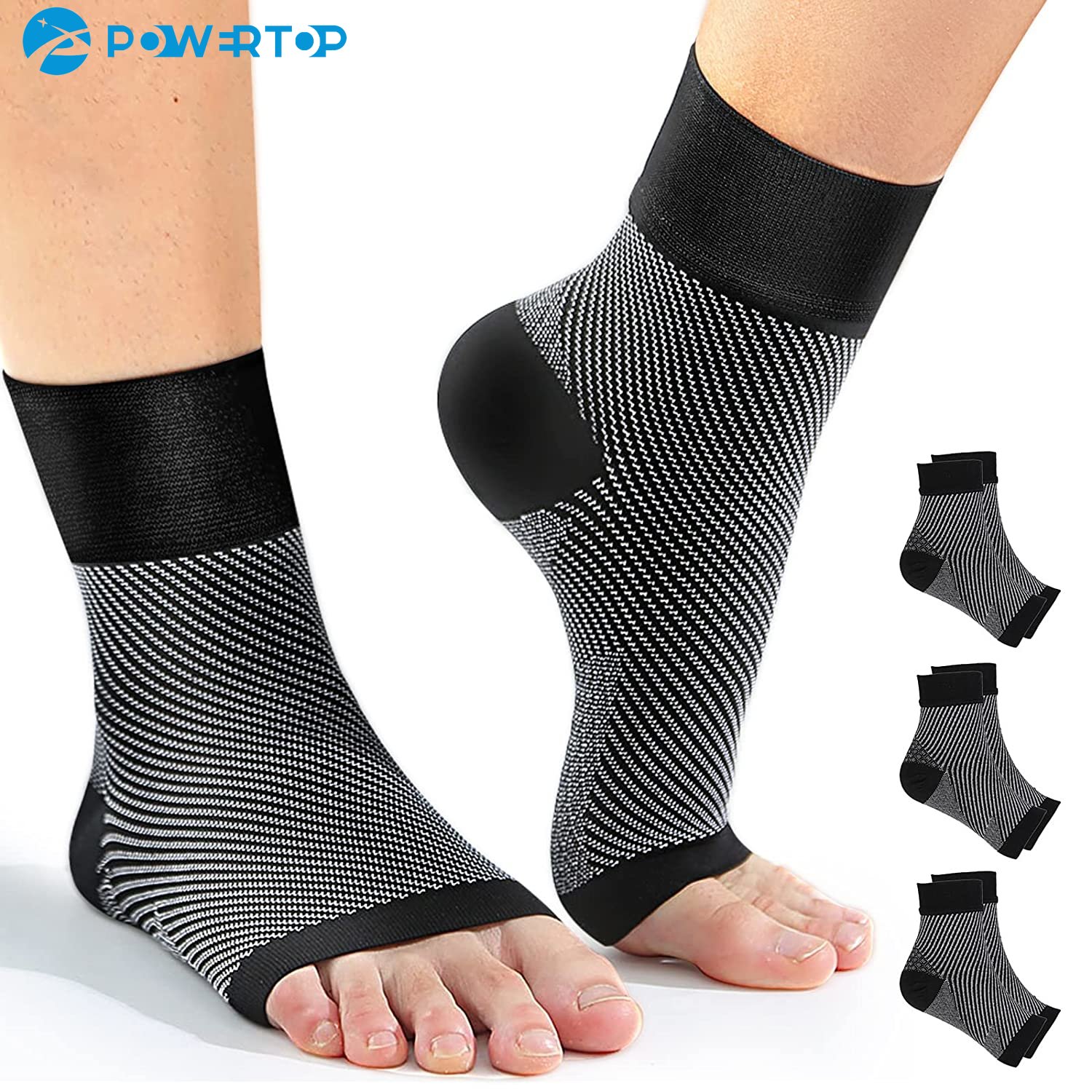 Ankle Brace Sock - 1足足足底筋膜炎圧縮ソックス、足の痛みを和らげる足首ブレース分割、血液循環を向上