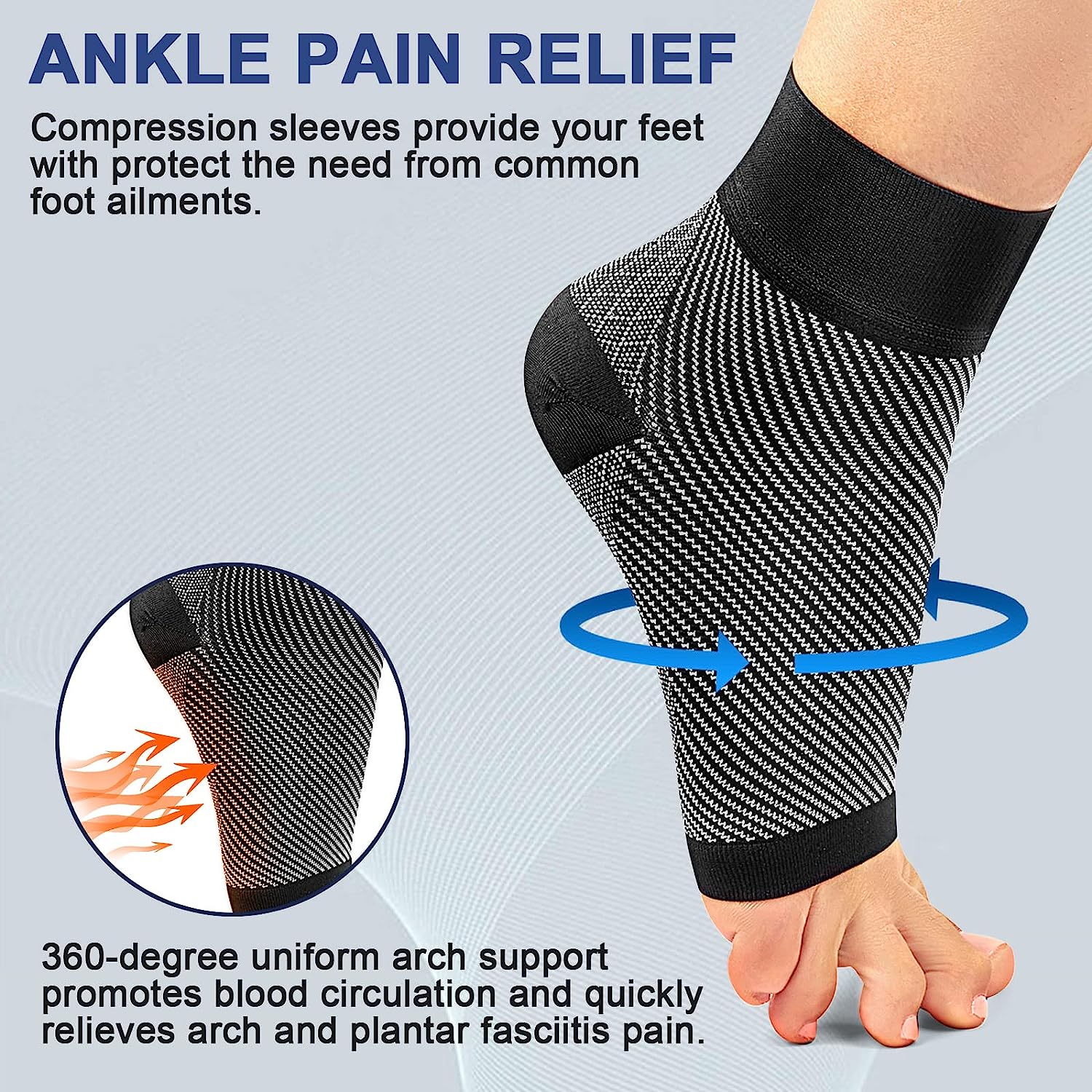 1足足足底筋膜炎圧縮ソックス、足の痛みを和らげる足首ブレース - Ankle Brace Sock のレビューと価格