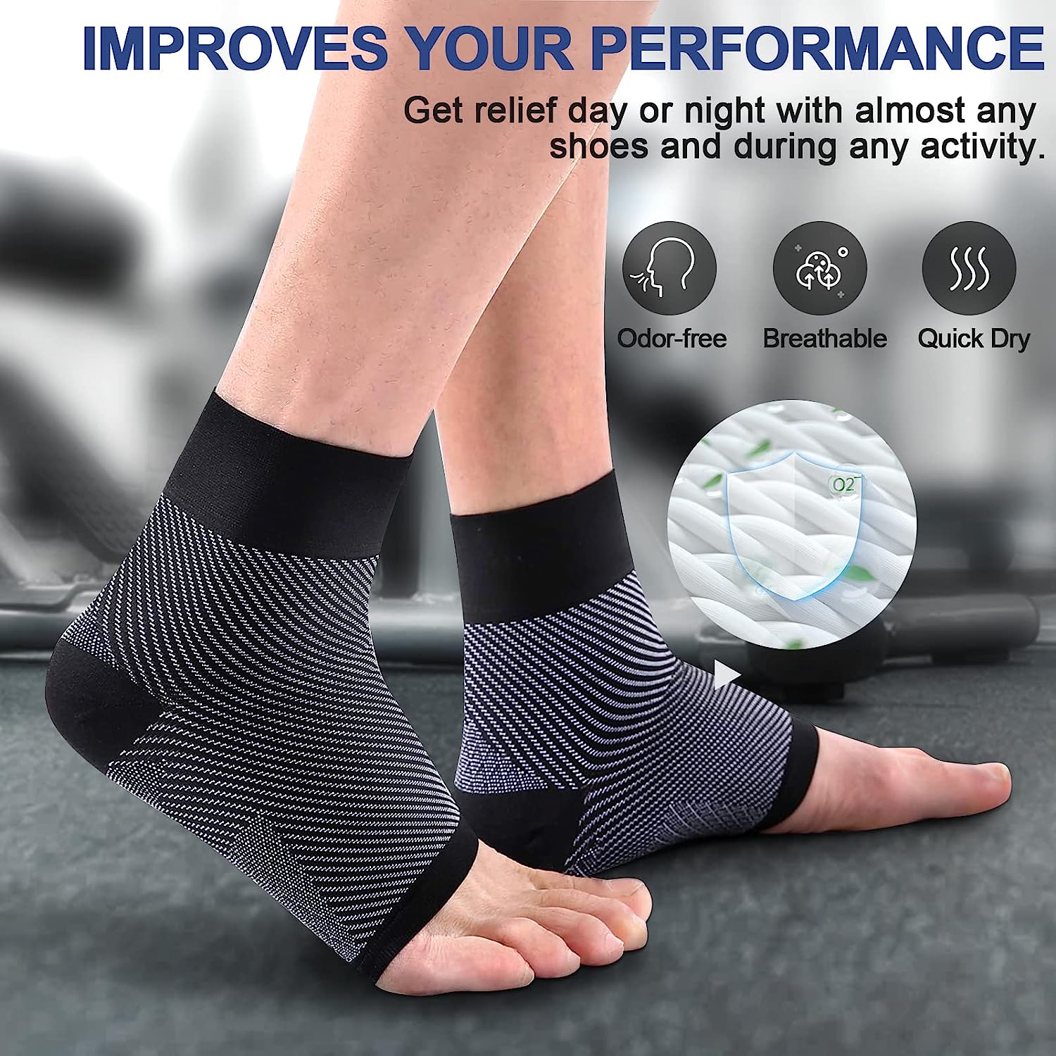 1足足足底筋膜炎圧縮ソックス、足の痛みを和らげる足首ブレース - Ankle Brace Sock のレビューと価格